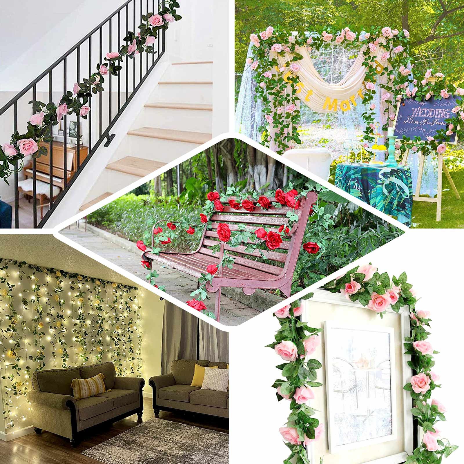 6 FT Royal Blue Rose Garland With Leaves Artificial Rose Vine Etsy