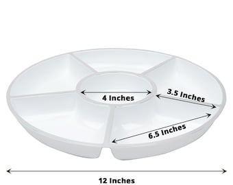 6 Sectional Round Plastic Serving Tray, Size: 12 inch, Color