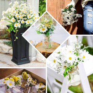 20inch White Artificial Daisy Flower Bushes, Flower Crown, Halo, Wildflowers, Hair Accessory, Silk Wedding Flowers, - 6 Bushes