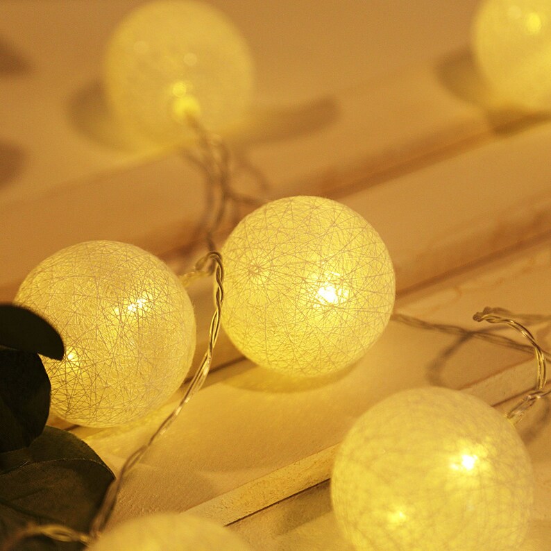 13FT Cotton Ball String Lights Bedroom Fairy Lights Battery Etsy