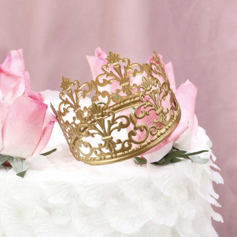 Gold Cake Toppers, Crown Cake Toppers, Princess Crown Cake Top, Metal Cake Toppers for Anniversary, Wedding, Quinceañera, Birthday, Cake