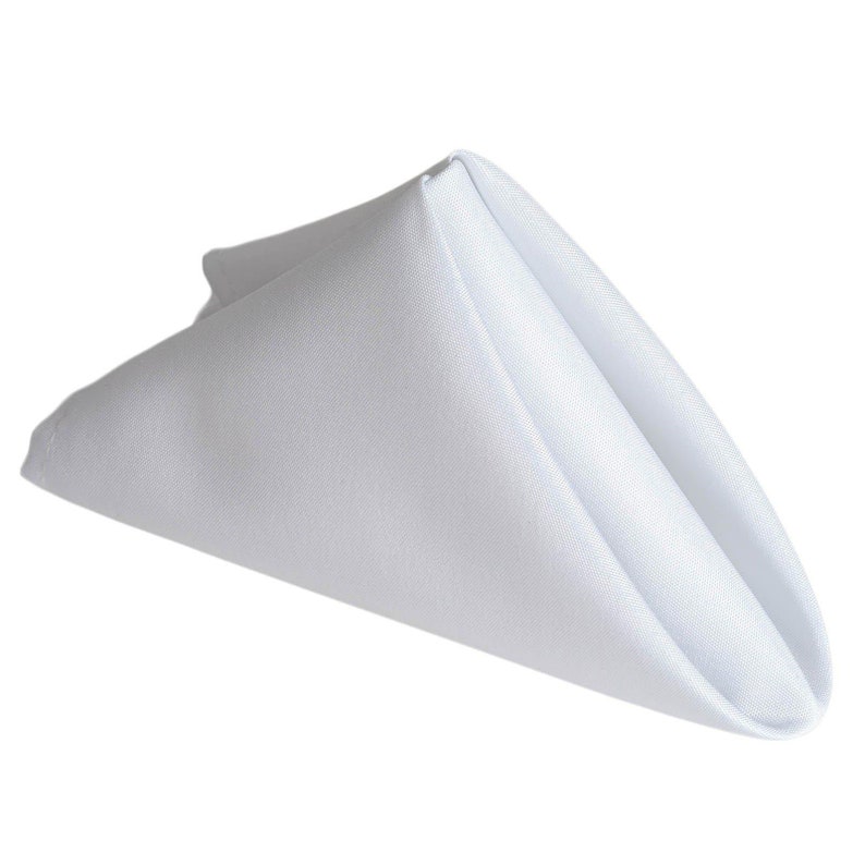 5 Pack 17x17inch White Polyester Linen Napkins, Polyester Napkins, Dinner Napkins, Table Decor