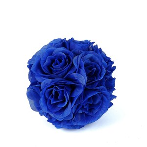 2 Pack | 7inch Royal Blue Flower Ball, Rose Kissing Balls, Hanging Pomander, Flower Girl Bouquet, Silk Rose Ball, Wedding Centerpiece