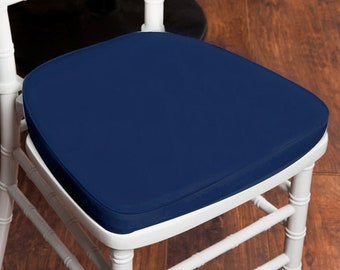 2" Thick Navy Blue Seat Cushion, Chiavari Chair Pad, Memory Foam Padded Sponge Cushion With Ties and Removable Polyester Cover