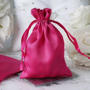 12 Pack | 4”x6” Fuchsia Satin Favor Bags, Drawstring Pouch, Wedding Party Favors, Gift Bags, Jewelry Bags, Drawstring Bulk Favor Bags