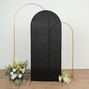 6ft | Matte Black Spandex Fitted Wedding Arch Covers For Round Top Chiara Backdrop Stands, Photography Backdrop, Wedding Decor Stand Covers