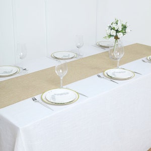 14"x108" - Natural Boho Chic Rustic Table Runner, Faux Linen Table Runner, Jute Burlap Runner ...