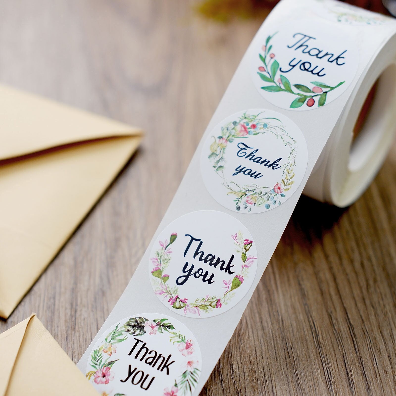 100-500pcs Floral DIY Decorative Thank you Stickers Envelopes