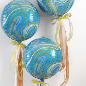 3 Pack | 13&quot; Blue Marble 4D Orbz Balloons | Aluminium Foil Mylar Helium Balloons