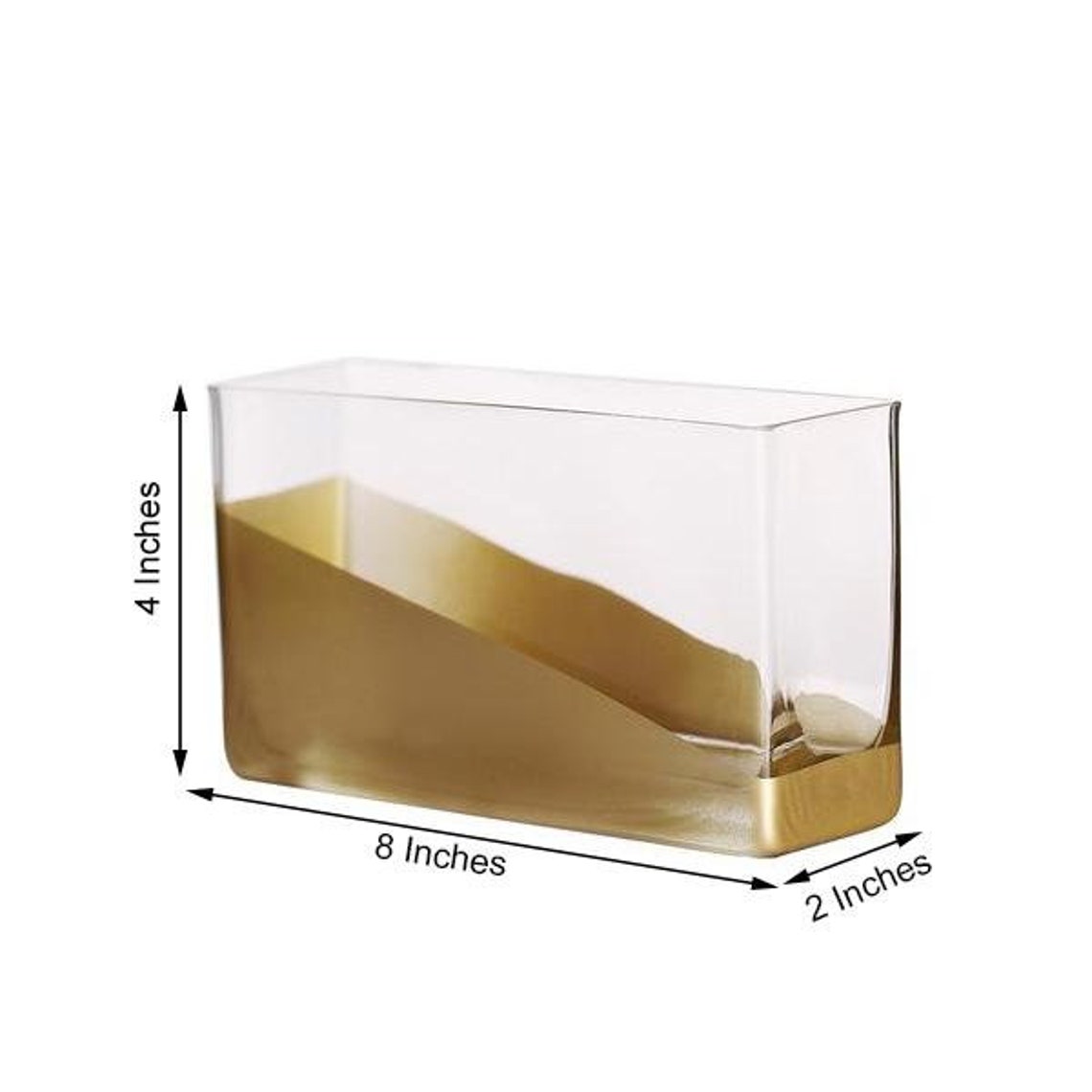 8 Gold Dipped Glass Vase Flower Vase Rectangle Glass Etsy