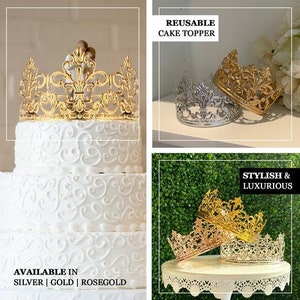 Gold Cake Toppers, Crown Cake Toppers, Princess Crown Cake Top, Metal Cake Toppers for Anniversary, Wedding, Quinceañera, Birthday, Cakes image 5