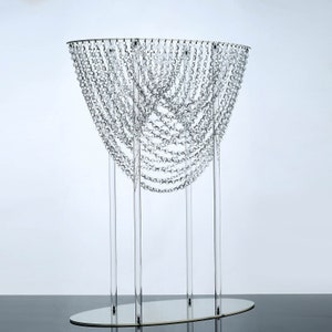 32&quot; Tall Crystal Chandelier Wedding Table Centerpiece With Crystal Chains, Large Floral Arrangement Stand, Reception Table Decor