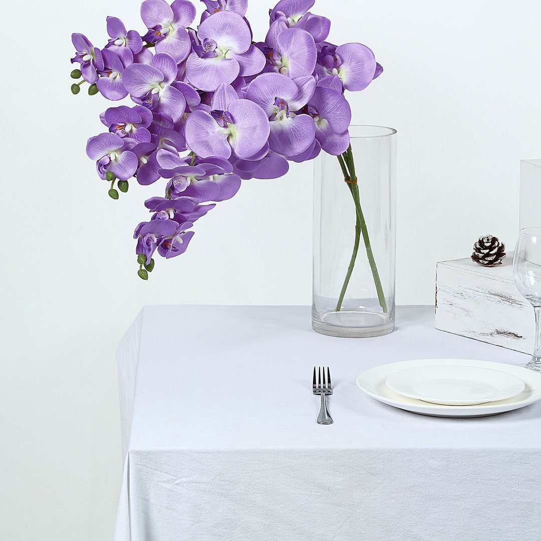2 Stems - 40" Lavender Lilac Artificial Long Stem Orchids, Silk Flowers ...