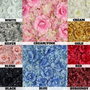 11 Sq Ft - 4 Panels Blush Silk Rose & Hydrangea Flower Wall Panel for ...
