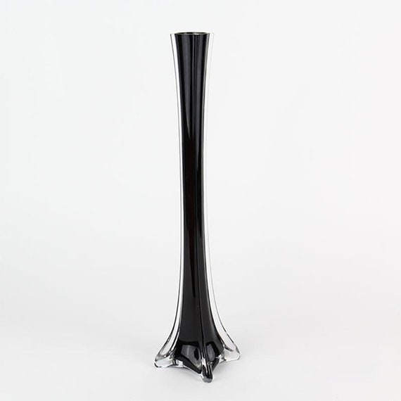 Set of 6 24 Black Glass Vase, Flower Vase, Eiffel Tower Vase, Feather Vase  for Wedding Centerpiece, Modern Decor, Housewarming Gift 