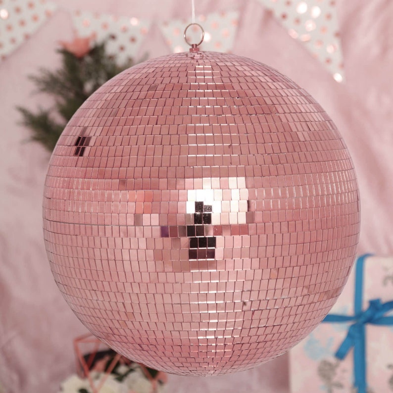 16 Large Blush Rose Gold Disco Ball Ornaments Mirror Etsy