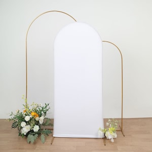 6ft | Matte White Spandex Fitted Wedding Arch Covers For Round Top Chiara Backdrop Stands, Photography Backdrop, Wedding Decor Stand Covers