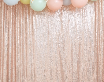 Blush/Rose Gold Glitz Sequin Backdrop, Photo Booth Backdrop Sequin Drapes, Wedding Sequin Photo Background With Rod Pocket - 8FTx8FT