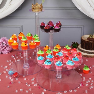 4 Tier | 16" Clear Cake Stand, Acrylic Glass Cake Stand Riser, Round ...