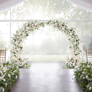 8ft Gold Metal Crescent Moon Wedding Arch Photography Backdrop Stand, Curved Design Flower Balloon Frame, Collapsible Arbor Stand With Base image 2