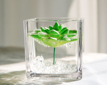 Jarrón de vidrio transparente de 10 cm, florero, jarrón cuadrado de vidrio, jarrón de vidrio para velas, centro de mesa para bodas, decoración moderna, regalo de inauguración de la casa