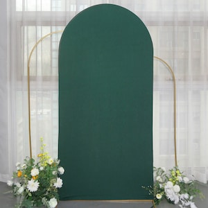 7ft | Matte Hunter Emerald Green Spandex Fitted Wedding Arch Covers For Round Chiara Backdrop Stands, Photography Backdrop, Wedding Decor