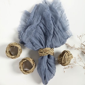 4 Pack | Rustic Burlap Napkin Rings, Braided Jute Napkin Holders, Twine Napkin Rings, Wedding Napkin Rings, Napkin Holders Jute - Natural