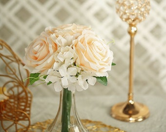 2 Pack | Cream Rose Bouquet, Hydrangea Bouquet, Wedding Bouquet, Floral Bouquet, Bridal Bouquet, Bridesmaid Bouquet, Artificial Flowers