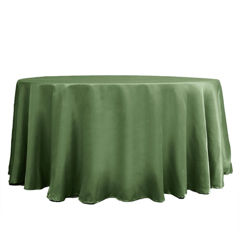 120 Olive Green Satin Round Tablecloth Etsy