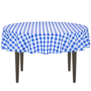 Buffalo Plaid Tablecloth | 70" Round | White/blue | Checkered Gingham ...