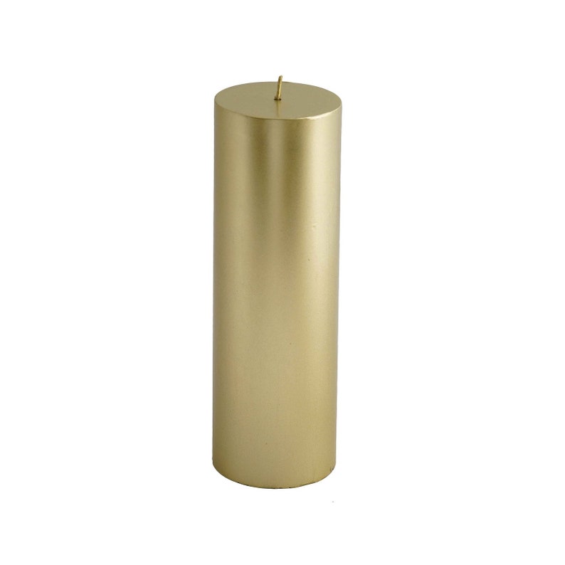 9 Gold Dripless Unscented Pillar Candle Candle Pillars Etsy