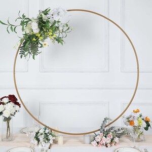 4ft Gold Metal Wedding Arch, Balloon Garland Hoop, Round Backdrop Stand ...