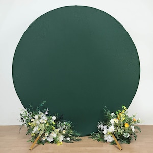 7.5ft Hunter Emerald Green Round Spandex Fit Wedding Round Backdrop Stand Cover, Wedding Arch Photography Backdrop, Party Wedding Backdrops