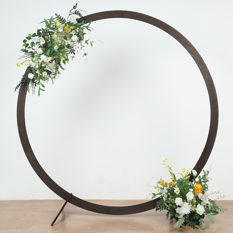 7.4ft Dark Brown Wood DIY Round Wedding Arch Backdrop Stand, Rustic Photo Backdrop Stand image 9