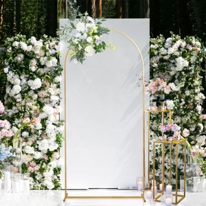 7ft Gold Chiara Backdrop Stand, Metal Wedding Arch, Balloon Arch, Round Top Floral Frame Arbor Display For Wedding, Ceremony, Event Decor