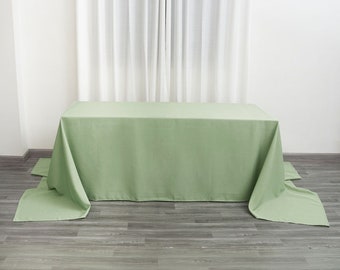 90"x156" Rectangular Polyester Tablecloth, Sage Green Wedding Tablecloth