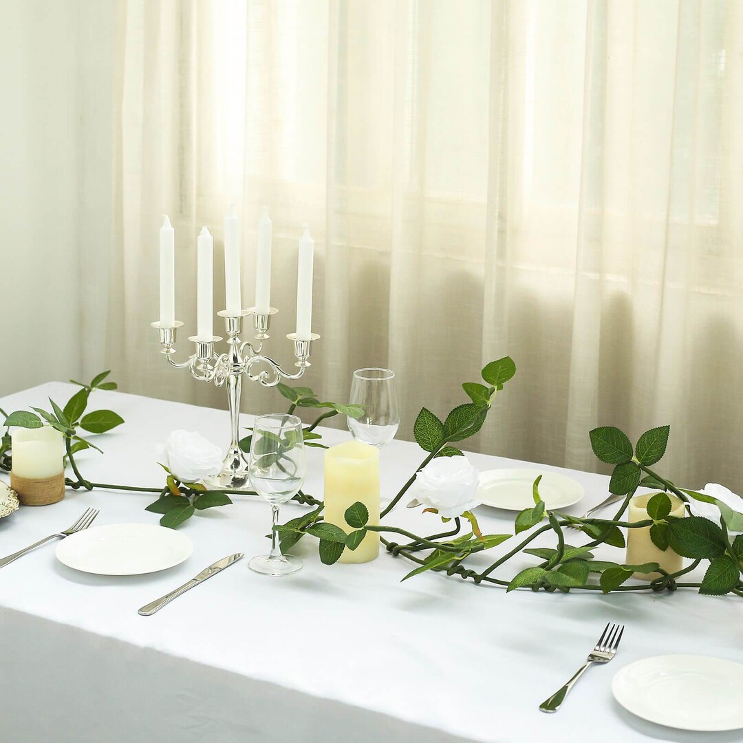 6FT White Silk Rose Vine, Real Touch Rose Garland, Hanging Roses Wedding Garland, Arch Decor ...