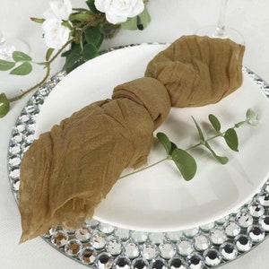24&quot;x19&quot; Cheesecloth Napkins, Cotton Gauze Dinner Napkins, Gauze Napkins, Dinner Napkins For Table Decor, Wedding Decor - 5 Pack | Gold
