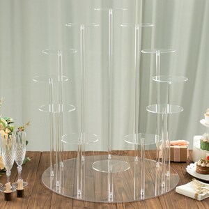29inches Tall 12-Arm Tiered Clear Acrylic Dessert Display Stand, Multi-Layer Round Tray Cupcake Serving Rack Cake Pedestal, Wedding Cupcake Stand
