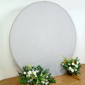 7.5ft Silver Wedding Arch Cover, Double Sided Shimmer Backdrop Photography, Babyshower, Gender Reveal, Birthday Decoration
