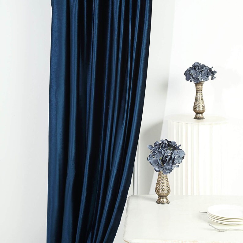 8Ft x 8Ft Navy Blue Velvet Backdrop Drapes, Curtains with Rod Pockets, Curtain Panels, PhotoBooth Backdrop, Photo Backdrop