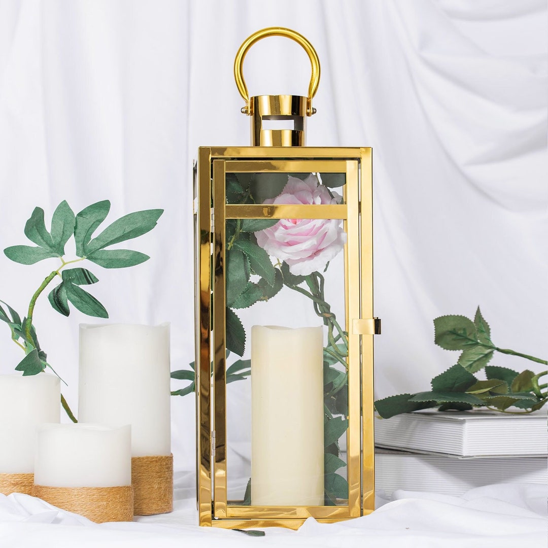 17 Gold Metal Lantern Table Centerpieces, Hanging Lantern, Outdoor