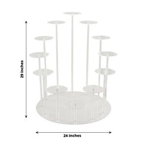 29inches Tall 12-Arm Tiered Clear Acrylic Dessert Display Stand, Multi-Layer Round Tray Cupcake Serving Rack Cake Pedestal, Wedding Cupcake Stand