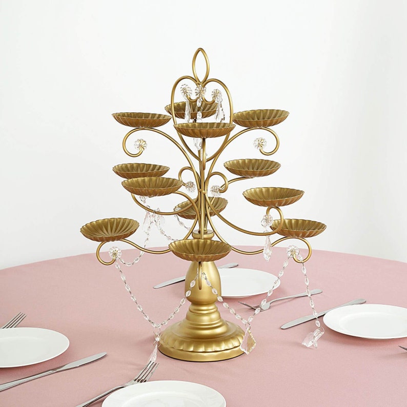 20 Tall 12 Arm Matte Gold Cupcake Stand With Acrylic Etsy