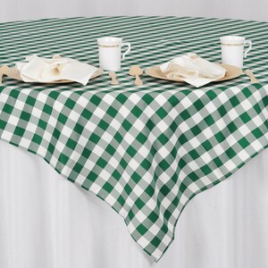 Buffalo Plaid Tablecloth | 70" Round | White/green | Checkered Gingham ...