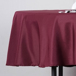 90&quot; Burgundy Polyester Round Tablecloth
