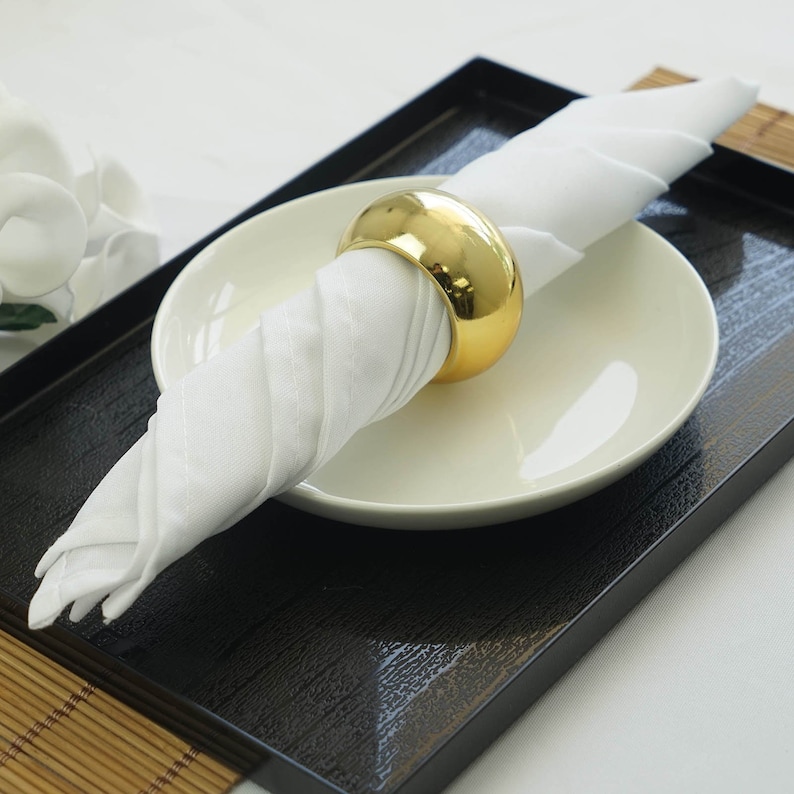 5 Pack 17x17inch White Polyester Linen Napkins, Polyester Napkins, Dinner Napkins, Table Decor