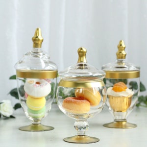 3 Pack - Glass Apothecary Jar, Candy Jars With Lids, Clear Glass Jars For Display Storage, Display Decor, Home Decor - 9&quot;/9&quot;/8&quot;