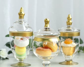 3 Pack - Glass Apothecary Jar, Candy Jars With Lids, Clear Glass Jars For Display Storage, Display Decor, Home Decor - 9"/9"/8"