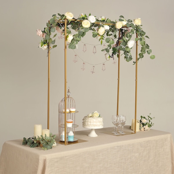 48" | Adjustable Over The Table Stand, Square Metal Arch, Wedding Decor, Floral Arch, Balloon Arch - Gold